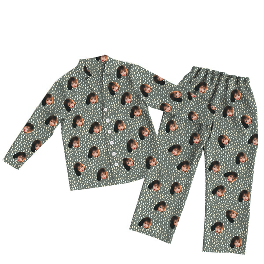 綠底波點款客製睡衣