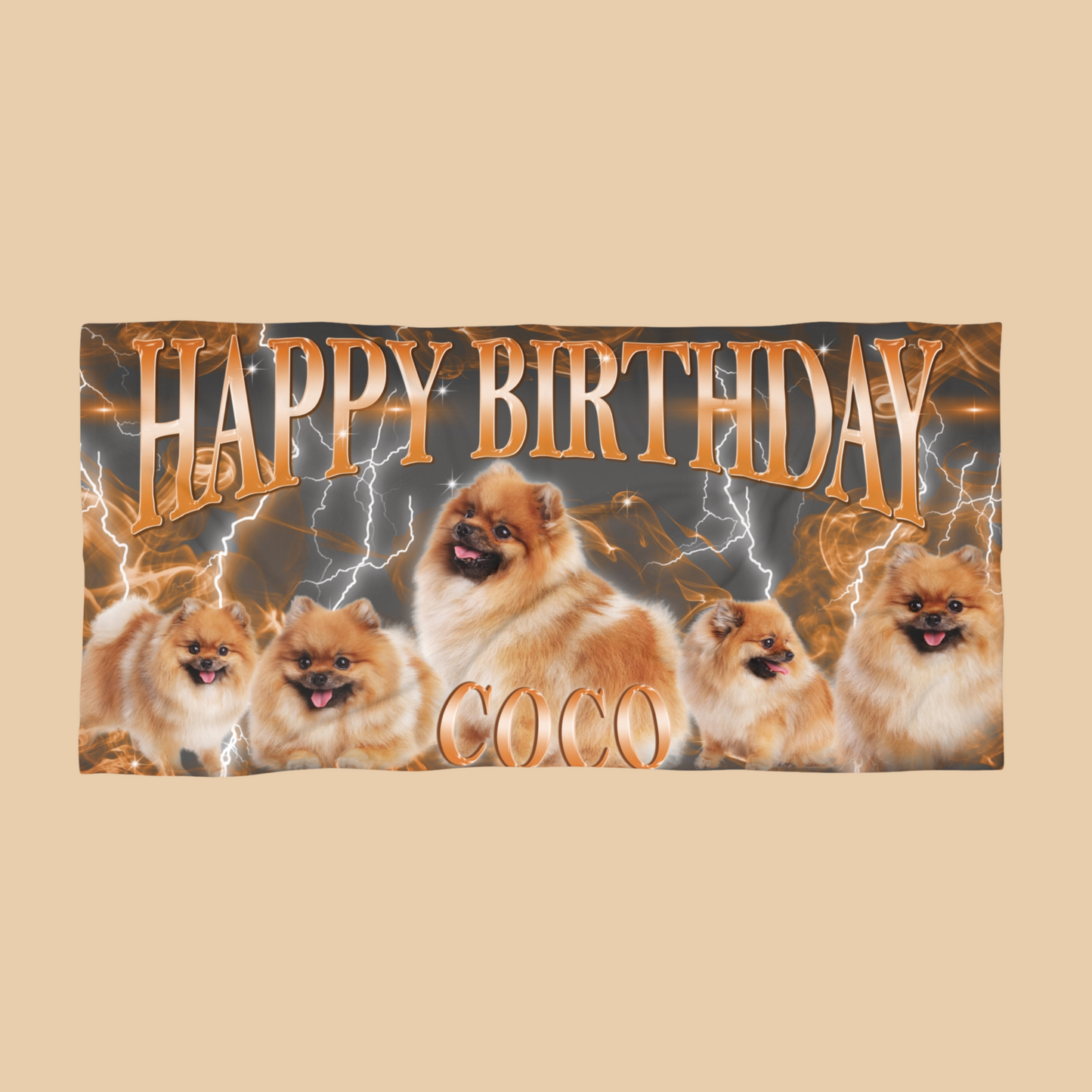 Retro 客製文字 Happy Anniversary  | Re-U | Happy Birthday 客製狗狗毛巾