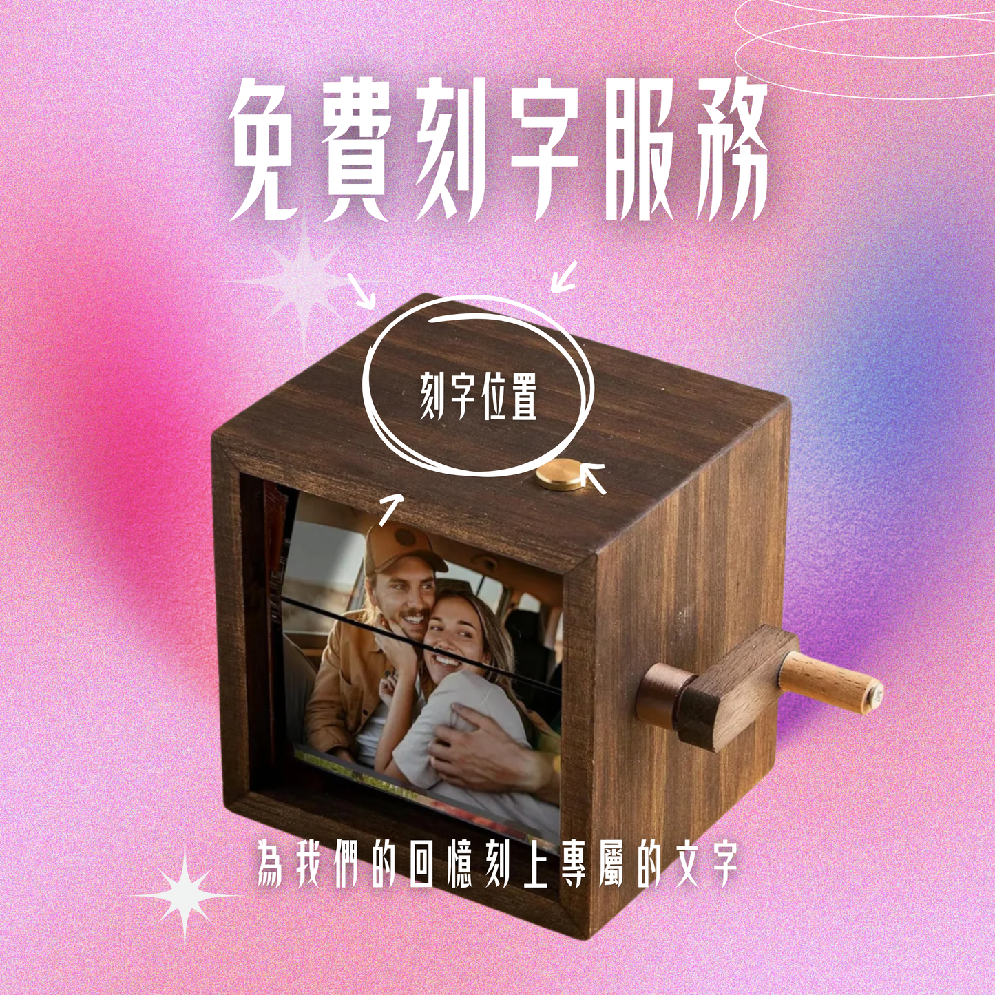 【免費刻字】手搖摩天輪照片寶盒 旅行記錄 情侶週年禮物 朋友禮物 翻頁發光客製照片機