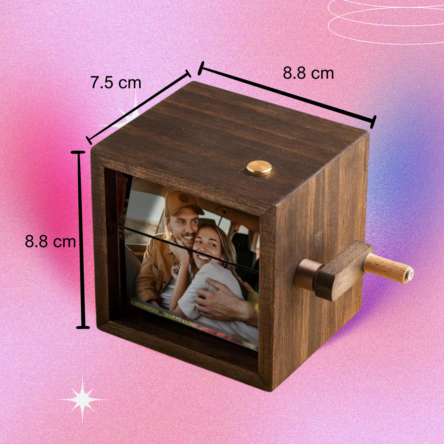 【免費刻字】手搖摩天輪照片寶盒 旅行記錄 情侶週年禮物 朋友禮物 翻頁發光客製照片機